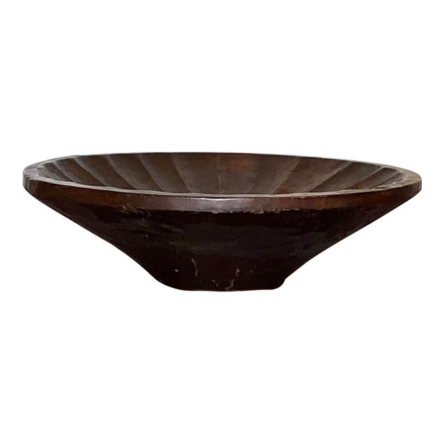 Massive Vintage Hand-Carved Wooden Bowl – 27” Wide, 36 Lb Rustic Statement Piece For Sale