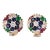 Gemstone Cluster Earrings Dome Vintage 18k Yellow Gold Diamond Sapphire Ruby - 2 Pieces For Sale