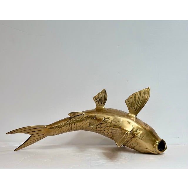 Metal 1980s Asian Solid Brass Koi Fish Large Sculpture For Sale - Image 7 of 7
