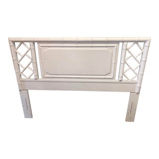 Vintage Hollywood Regency Faux Bamboo Fretwork Queen Size Headboard by Thomasville For Sale