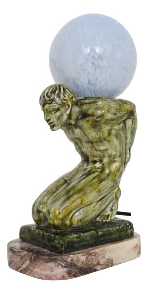 Glazed Terracotta Sculpture Lamp, 1930s