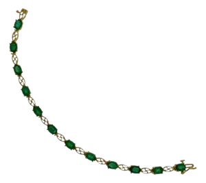 5.5 Ct Natural Emerald & Diamond Cocktail Tennis Bracelet 14 Karat Yellow Gold