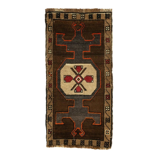 Vintage Mid Century Hand-Knotted Rug For Sale