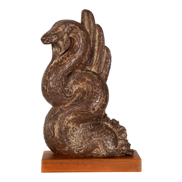 French Modernist Stoneware Sculpture “Serpent” (1946) by Marcel Derny For Sale