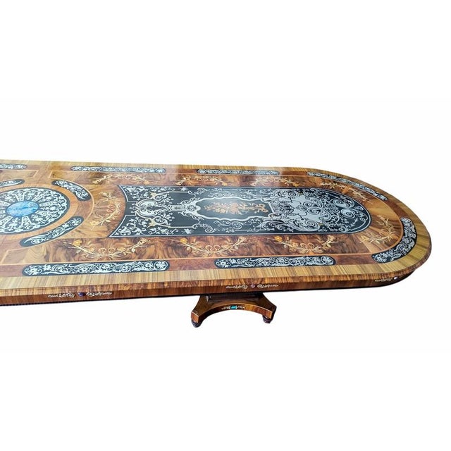 Brown Vintage Marquetry Dining Table, 1900s For Sale - Image 8 of 18