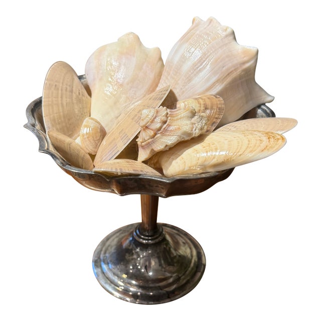 Celestial Meet the Sea Silverplate Pedestal-Coastal Art Sculpture For Sale