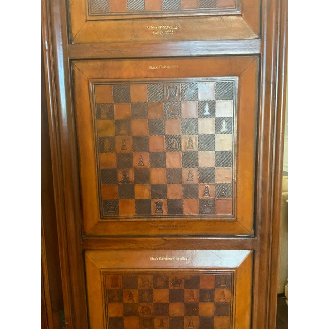 1980s Dark Wood Chessboard 3 Panel Room Divider For Sale - Image 12 of 12