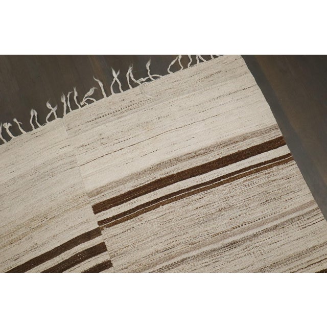 Vintage White Brown Turkish Kilim - 9'3" x 11'3" For Sale - Image 9 of 10