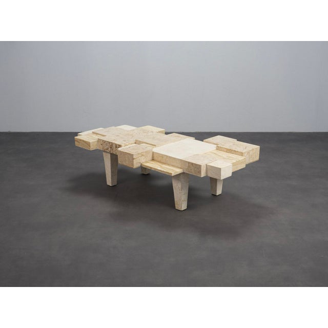 Architectural Travertine Coffee Table, Belgium, 1970s For Sale - Image 4 of 10