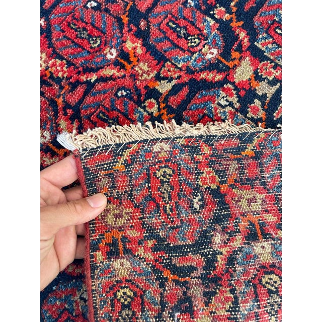 Red Antique Fragment Rug Zoroastrian Flame Pattern Rug 3.4 x 5.7 For Sale - Image 8 of 12