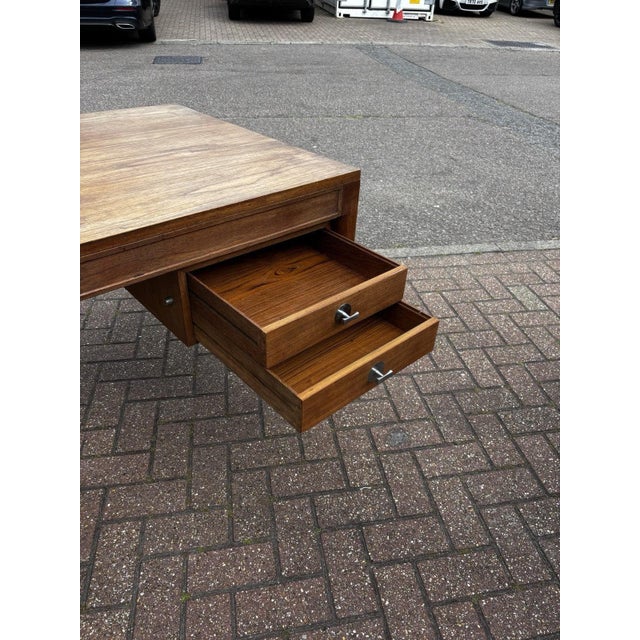 Brown Large Mid-Century Diplomat Desk by Finn Hugo for France & Son, 1960s For Sale - Image 8 of 10