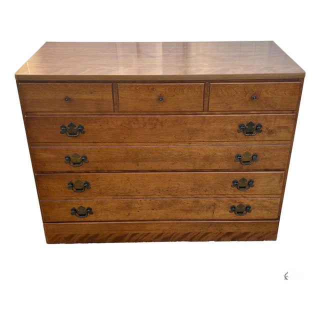 Vtg. Ethan Allen American Style Three Drawer Maple Chest in Nutmeg W/Mica Top For Sale