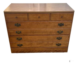 Vtg. Ethan Allen American Style Three Drawer Maple Chest in Nutmeg W/Mica Top