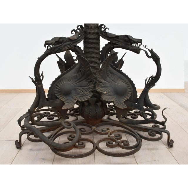 Large Italian Wrought Iron Outdoor Lamppost from Mazzucotelli, Italy, 1910s For Sale - Image 12 of 13