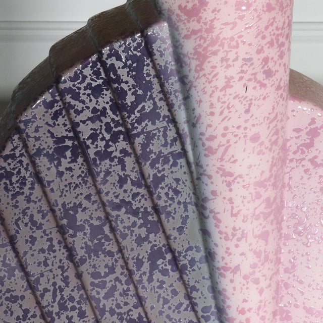 1980s 1980s Postmodern Memphis Sculptural Purple & Pink Ceramic Lamps - A Pair For Sale - Image 5 of 13