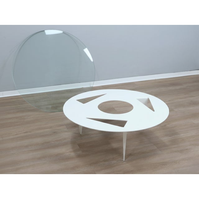 Minimal Round Ulyssimo Coffee Table from U. Muller Reisser, 1990s, in Restored conditions. Designed 1990 to 1999 I have...