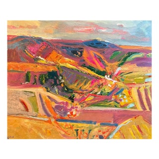 Jean Krille, Landscape 118, Oil on Wood, 1988 For Sale