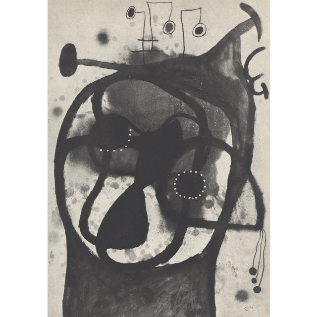 Monochrome lithograph after Joan Miró, from the album "L'Oiseau Solaire, L'Oiseau Lunaire, Etincelles" (The Sun Bird, The...