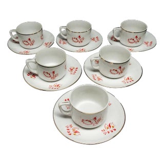 Art Deco Coffee Cups and Saucers from Ćmielów Factory, Poland, 1930s, Set of 12 For Sale