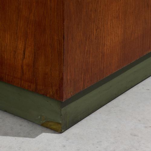 Brown Desk in Oak with Green Linoleum Top and Base, Italy For Sale - Image 8 of 9