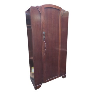 Antique Art Deco Armoire Oak For Sale