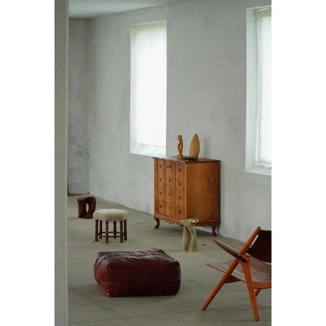 Mid-Century Modern Moroccan Patchwork Leather Ottoman, 1970s For Sale - Image 6 of 18