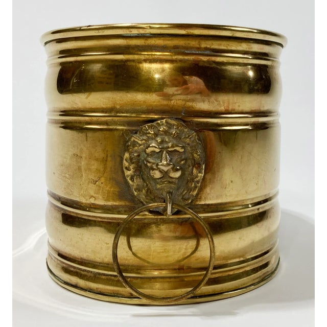 Vintage Oval Brass Lion Handled Planter For Sale In Kansas City - Image 6 of 8
