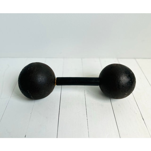 Modern Antique Iron Barbel Weight or Doorstop For Sale - Image 3 of 6