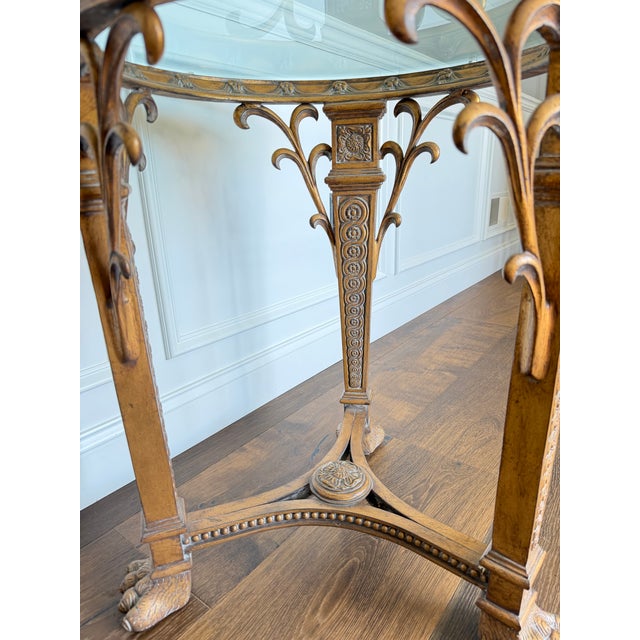 Vintage Neoclassical / Gothic Revival Style Cast Metal & Glass Accent Table For Sale - Image 6 of 9