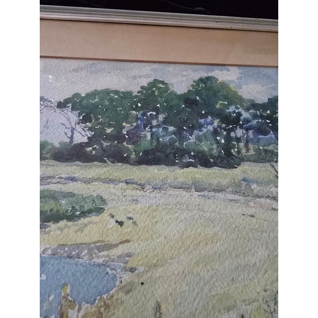 Vintage Mid Century Signed Impressionist Wc Painting Beach For Sale - Image 4 of 9