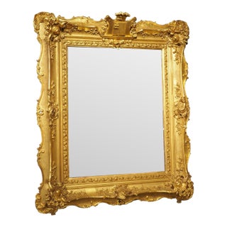 Circa 1890 French Belle Époque Louis XV Style Giltwood Mirror With Crowned Crest For Sale