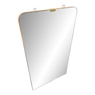 1940s Gio Ponti Style Art Deco Wood and Brass Italian Wall Mirror For Sale