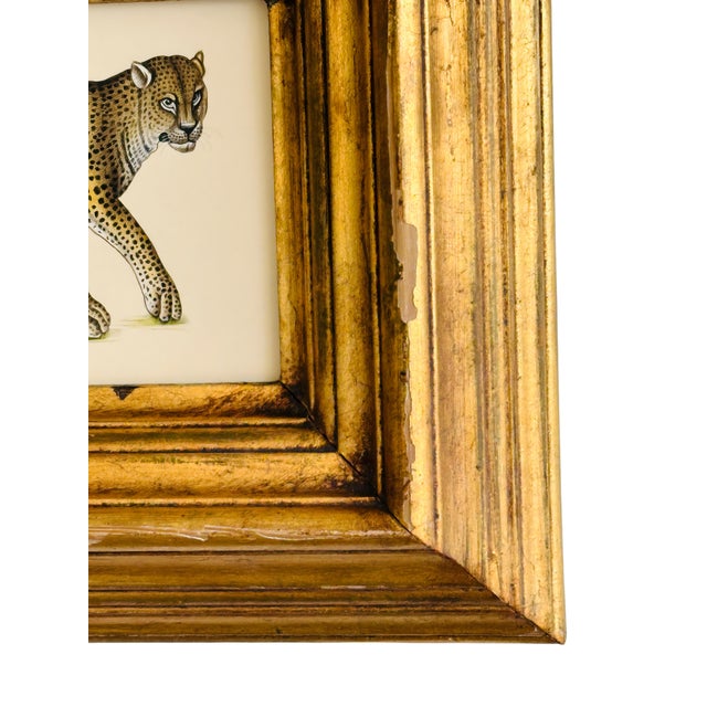 Brown Original Hand-Painted Leopard Painting in a Vintage Gilt Frame For Sale - Image 8 of 8