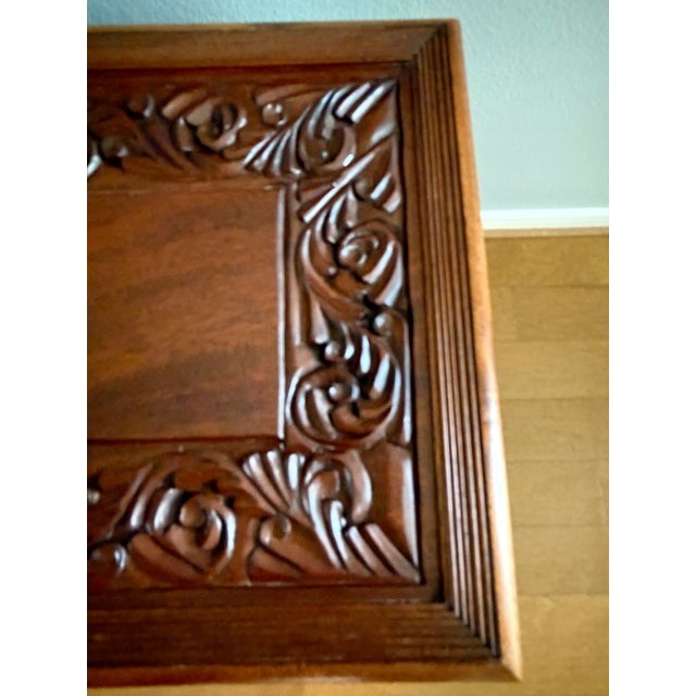 African Hand-Carved Kenyan Solid Mahogany Hope Chest / Blanket Chest With Hidden Compartment For Sale - Image 3 of 11