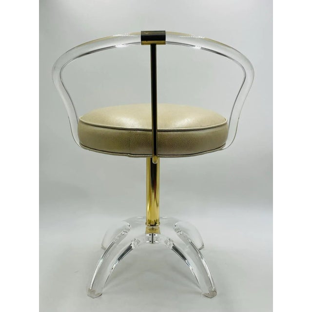 1960s Lucite and Brass Vanity Swivel Chair by Charles Hollis Jones For Sale In Los Angeles - Image 6 of 12