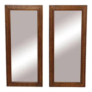 Century Furniture Chinese Chippendale Style Vintage Pair Of Rectangular Beveled Wall Mirrors