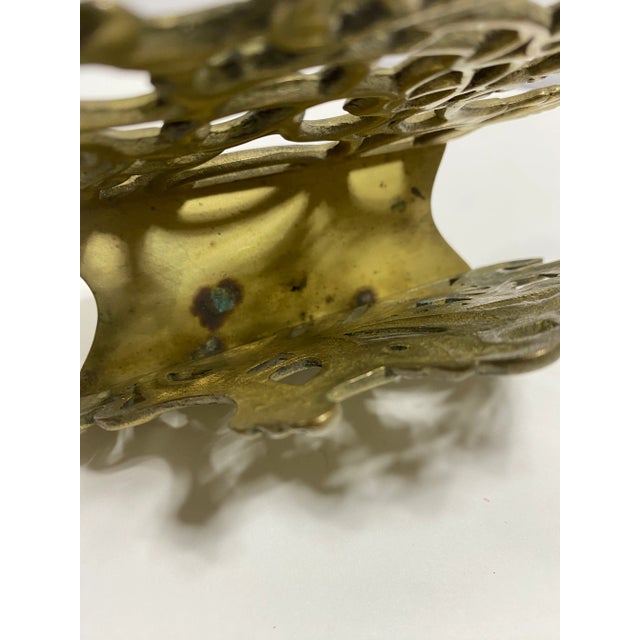 1950s Brass Filigree Letter Holder – Vintage Desk Organizer - Napkin Holder For Sale - Image 9 of 11