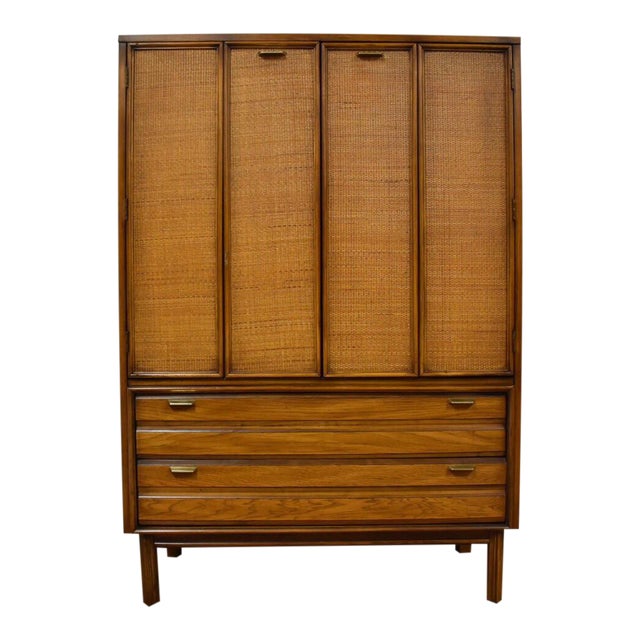 MidCentury Cane Door Armoire Chairish