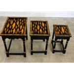 Wood English Painted Nesting Tables with Découpage For Sale - Image 7 of 10