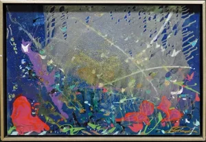 Sara Conca Abstract Acrylic on Panel "Spring Shower" Hand Signed