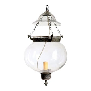 Small Anglo Indian Glass Globe One-Light Hall Pendant Lantern For Sale