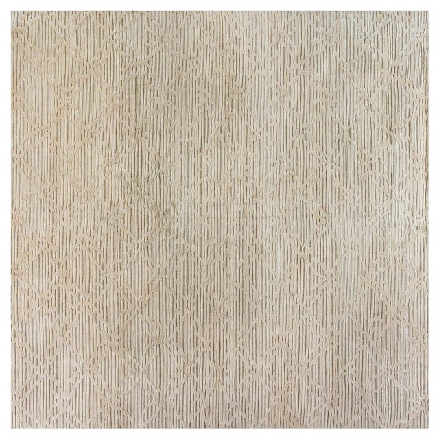 Modern Beige High-low Knotted Wool Rug by Doris Leslie Blau For Sale