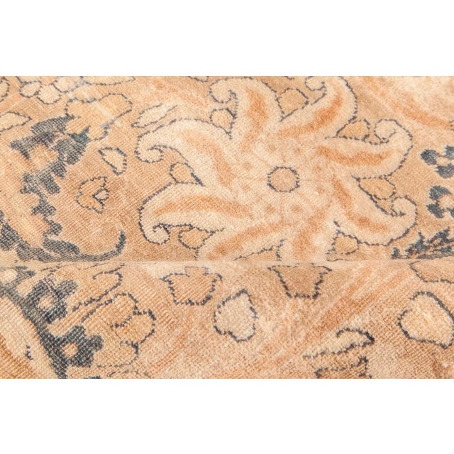 1900s Persian Kirman Cream, Beige and Blue Handwoven Wool Rug For Sale - Image 4 of 5