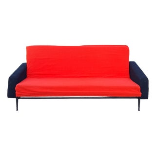 Vintage Sofa in Red and Black Fabric, 1970 For Sale