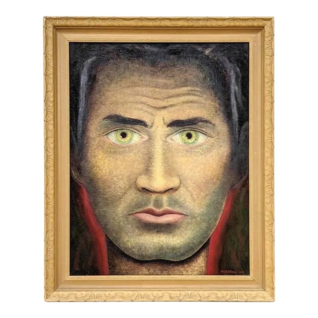 Vintage Arthur Horsfall Oil Painting on Canvas Self Portrait, Artist Signed, 1946 For Sale