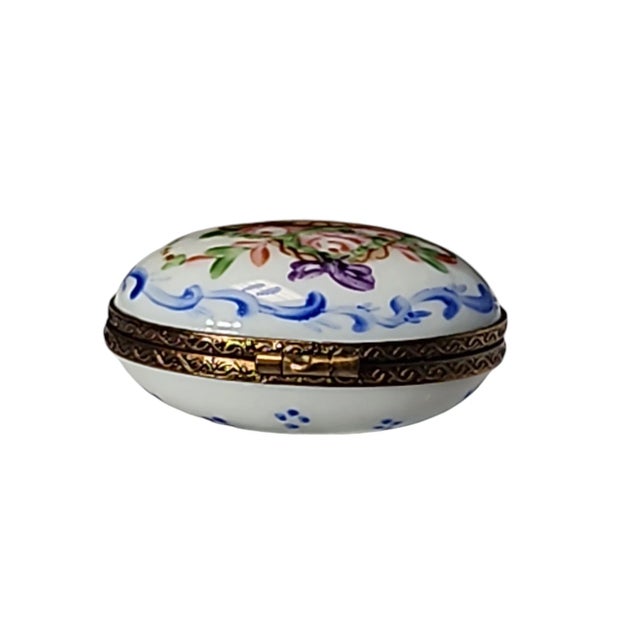 1950s Vintage Limoges Oval Trinket Box For Sale - Image 5 of 7