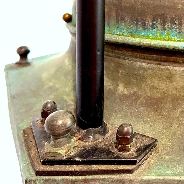 19th Century French Copper Street Lanterns - Pair - Rewired - 6 Foot Chains For Sale - Image 9 of 12