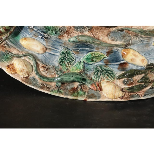 Ceramic Late 19th Century French Majolica Palissy Dish, Longchamp For Sale - Image 7 of 14