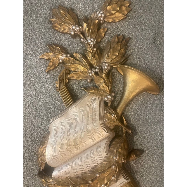 Vintage Burwood Gold Musical Instruments & Sheet Music Wall Plaque 45” For Sale - Image 6 of 7