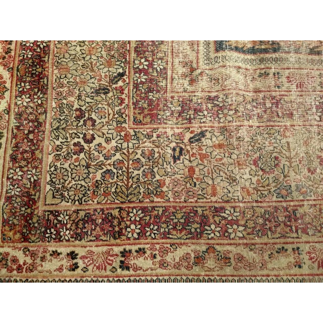 19th Century Persian Kerman Lavar Rug, Hand-Knotted Wool, Floral Pattern, Ivory & Burgundy, 9x13 For Sale - Image 11 of 15